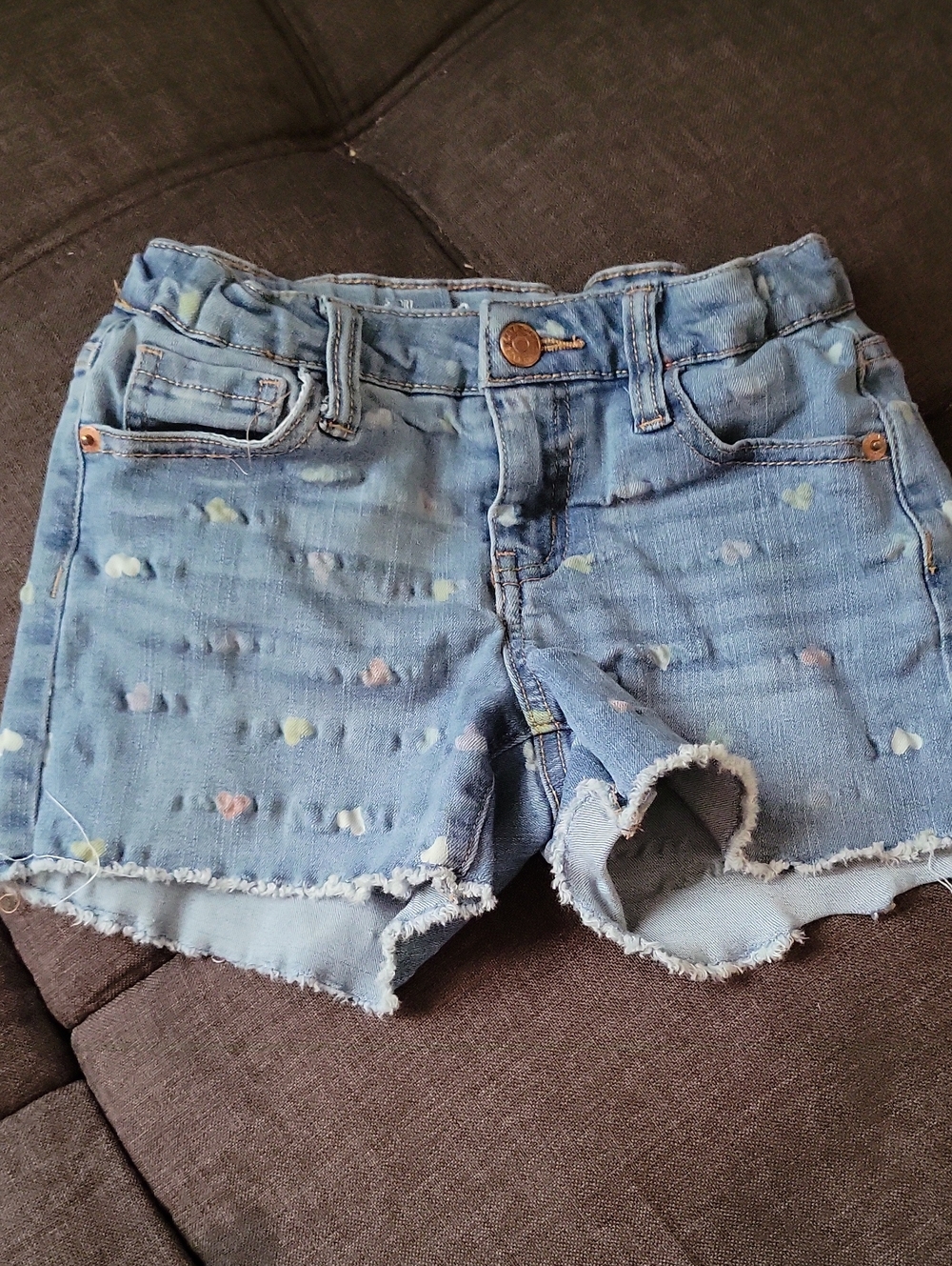 Cat & Jack Light Blue Denim Shorts with Brown Stitching